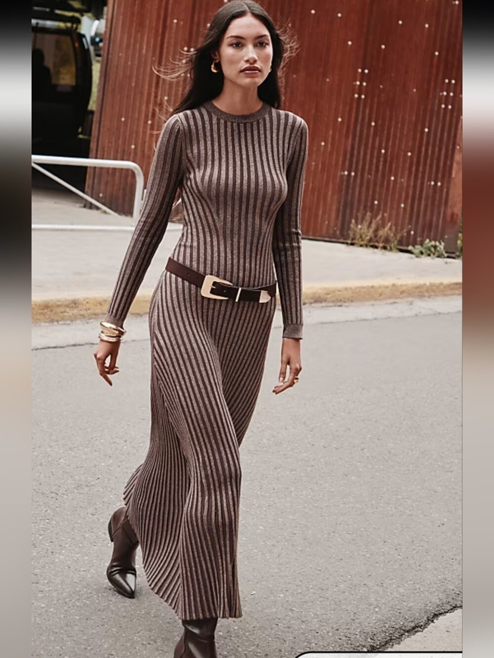 LOFT NWT Shimmer Ribbed Mock Neck Long Sleeve Maxi Sweater Dress L